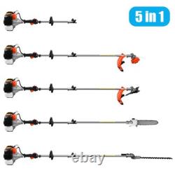 Outil de jardin multifonction 52cc 5 en 1 : coupe-bordures, débroussailleuse, tronçonneuse
