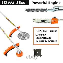 Outil de jardin multifonction DW81 5 en 1 débroussailleuse à essence, coupe-bordures, tronçonneuse