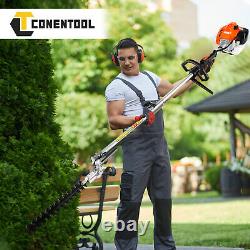 Taille-haie 5-en-1 à essence de 52CC avec fonctions multiples de coupe-bordures, débroussailleuse et tronçonneuse pour jardin